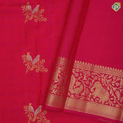 Rani Pink Gold Silver Zari Bride Butta Design Self Colour VanaSingaram Border Design Trendy Silk Saree