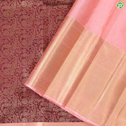 Maroon Red Grand Gold Zari Floral Creeper Design Peach Pink Border Bridal Silk Saree
