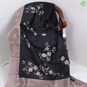 Black Colour With Cream Big flower Bunch Design Fancy Tusser saree