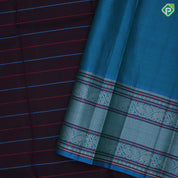 Dark Brown Zero Zari Veldhari Design Rama Green Peacock Elephant Border Design Traditional Silk Saree