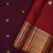 Arakku ruby red gold zari peacock chakkaram butta maroon red gold zari meena work border traditional silk saree