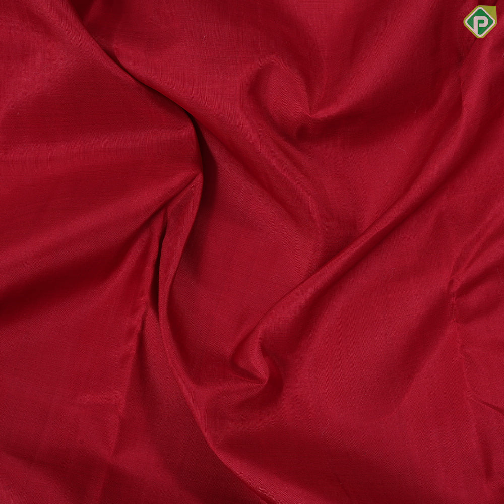 Maroon red plain weaved design bottle green gold zari peacock arch butta border madisar 9 yards silk saree