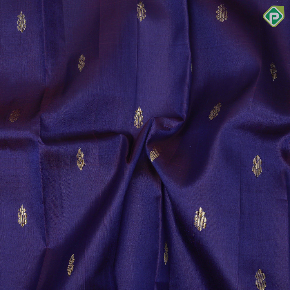 purple blue gold zari fancy butta purple gold zari zig zag design one side border silk saree