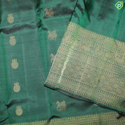 Green Color Horse Motif Gold Zari With Self Color Border Traditional Silk Saree