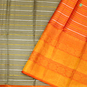 Pewter Grey With Peach Orange All Over Design Grand Wedding Silks Saree