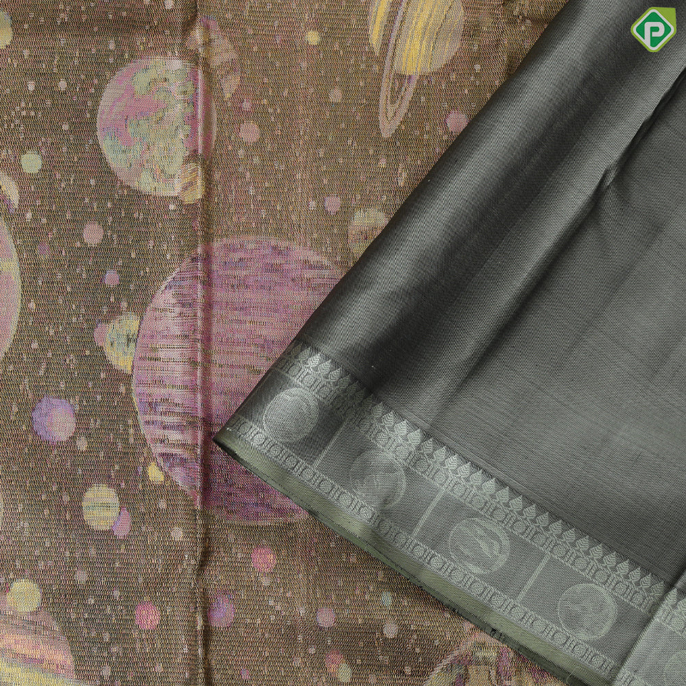 Multi color galaxy inspired hand woven signature edition silk saree