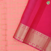 Peach gold zari window panel mid fancy butta pink gold zari fancy border Pure Mix silk saree