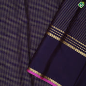 Purple blue gold zari kattam design self plain rettapet border traditional silk saree