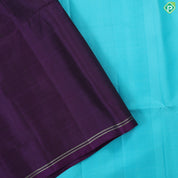 Rama Blue Full body plain weaved design and self gold zari two line border soft silk saree