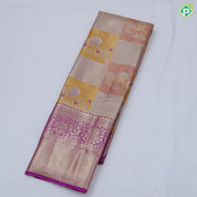 Orange base multi color double sparrow design rani pink gold zari grand border tissue art silk saree