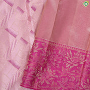 Onion pink gold zari geometric design Rani pink gold zari fancy flower border trendy tissue silk saree