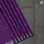 Purple Gold Zari Vairaoosi Lines Peacock Charaga Motif Design Peacock Blue Manga Temple Reck Peacock Border Design Traditional Silk Saree