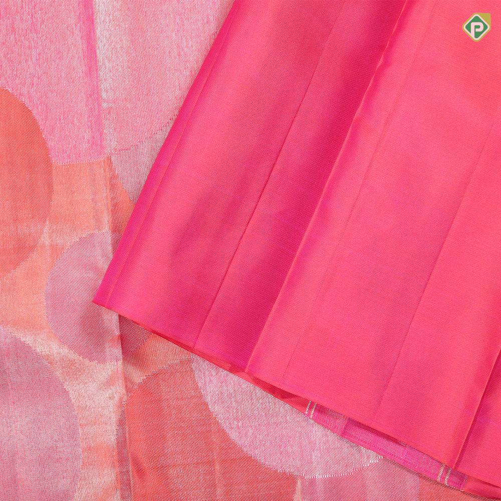 Pink shades with Orange Bubble Design Tissue weaved silk saree