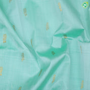 seafoam green gold zari fancy flower butta baby pink gold zari mayilkan one side border silk saree