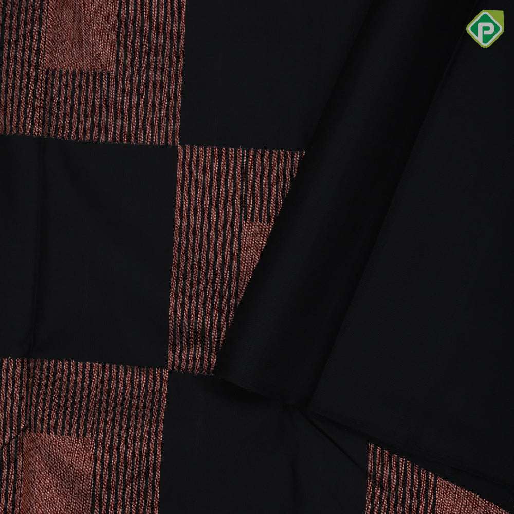 Black Colour Gold Zari Square Design Border Less Luxury Black Silk Saree