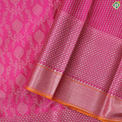 Rani Pink with neem zari grand floral full body design self border bridal silk saree