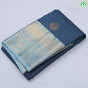 royal blue gold zari check and flower thilagam butta cardamon green gold zari rangoli butta border art silk saree