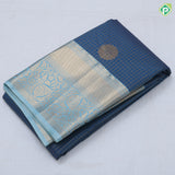 royal blue gold zari check and flower thilagam butta cardamon green gold zari rangoli butta border art silk saree