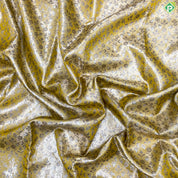 Lemon Yellow Silver And Neem Zari Creeper Design Self Colour Bavanji Rangoli Border Grand Tissue Silk Saree