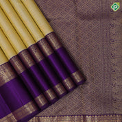 Sandal gold zari annam Chakkaram butta motifs purple blue gold zari retta pett border traditional retro silk saree