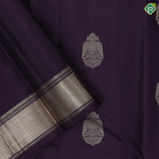 Grape purple silver gold zari kandapiranda butta self silver gold zari bavanji border traditional silk saree