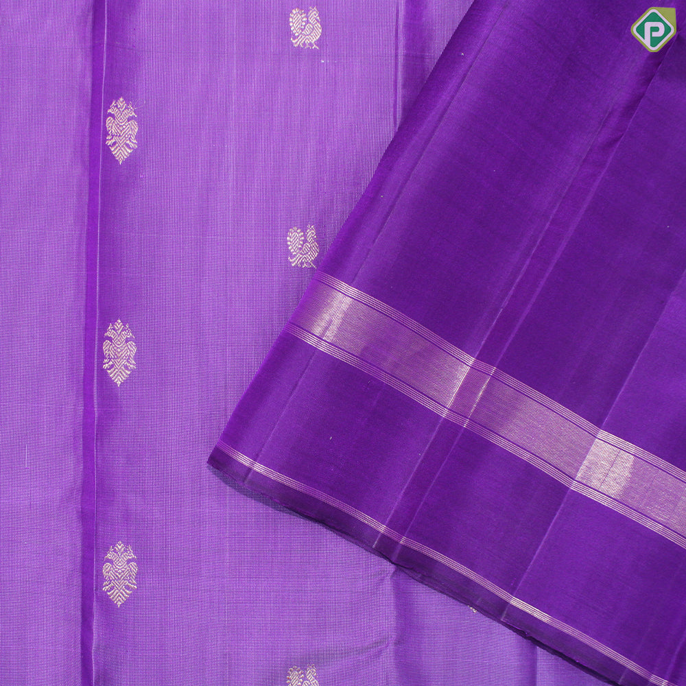Violet Colour Gold Zari With Self Colour Border Traditional Silk Saree