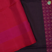 Purple Colour Gold Zari Vairaoosi Lines Design Rani Pink Temple Ruthracham Border Design Soft Silk Saree