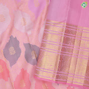 Baby Pink Gold Silver Zari Floral Rangat Design Self Colour Peacock Elephant Border Design Trending Fancy Silk Saree