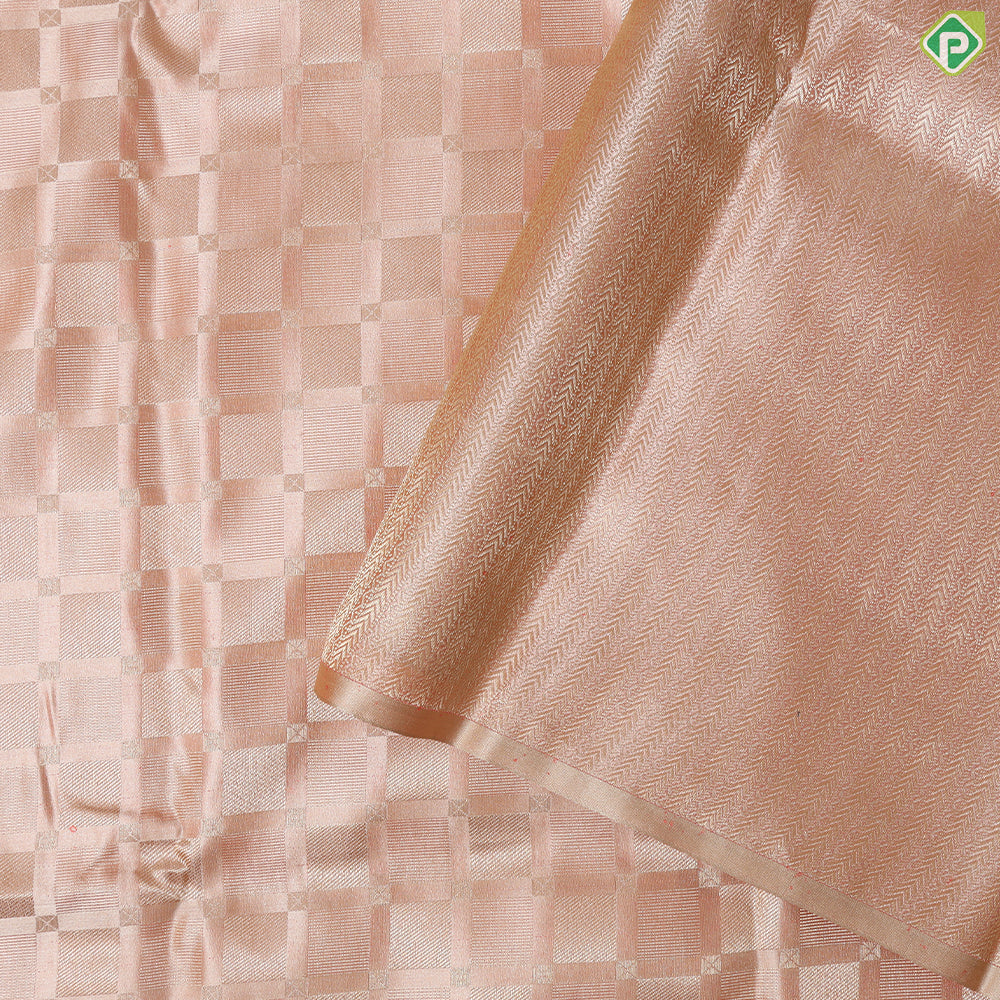 Khaki With Gold Zari Borderless Trendy Designer Silk Saree