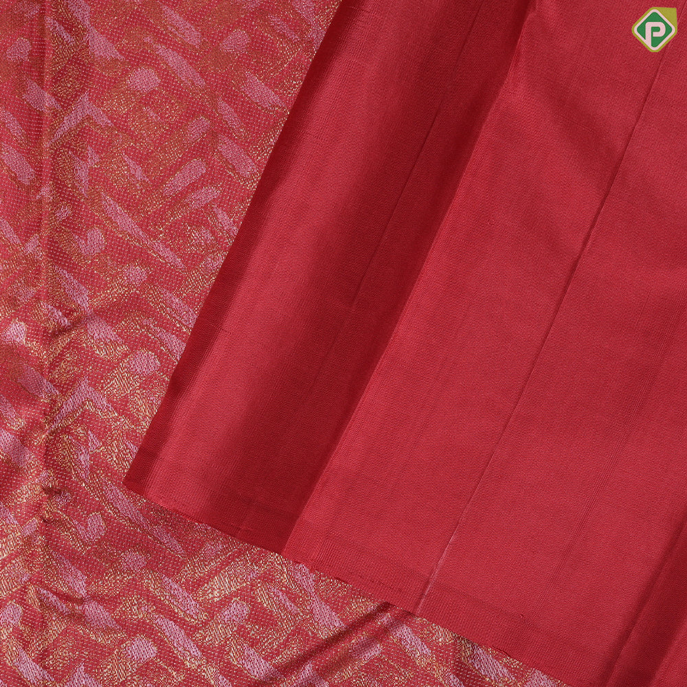 Magenta red cream and gold zari fancy design self gold zari checked design border trendy silk saree
