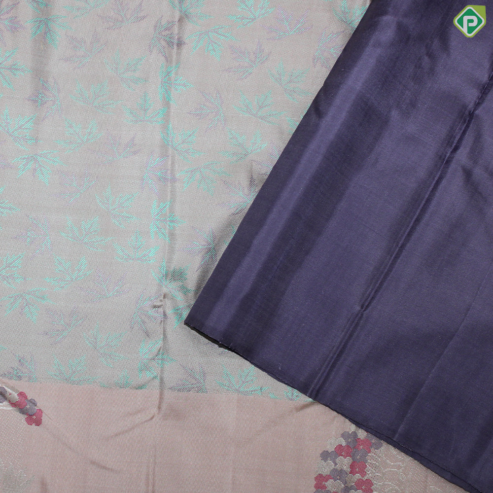 Very Pale Red Thread Work With Self Color Border Silver Zari Meena Work Border Trendy Silk Saree