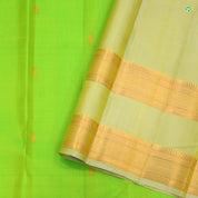 Kelly Green With Beige Colour Small Chakra And Peacock Motifs Traditional Silks Saree