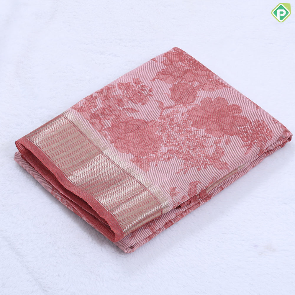 mint green with forest green floral design self color gold zari border fancy cotton saree