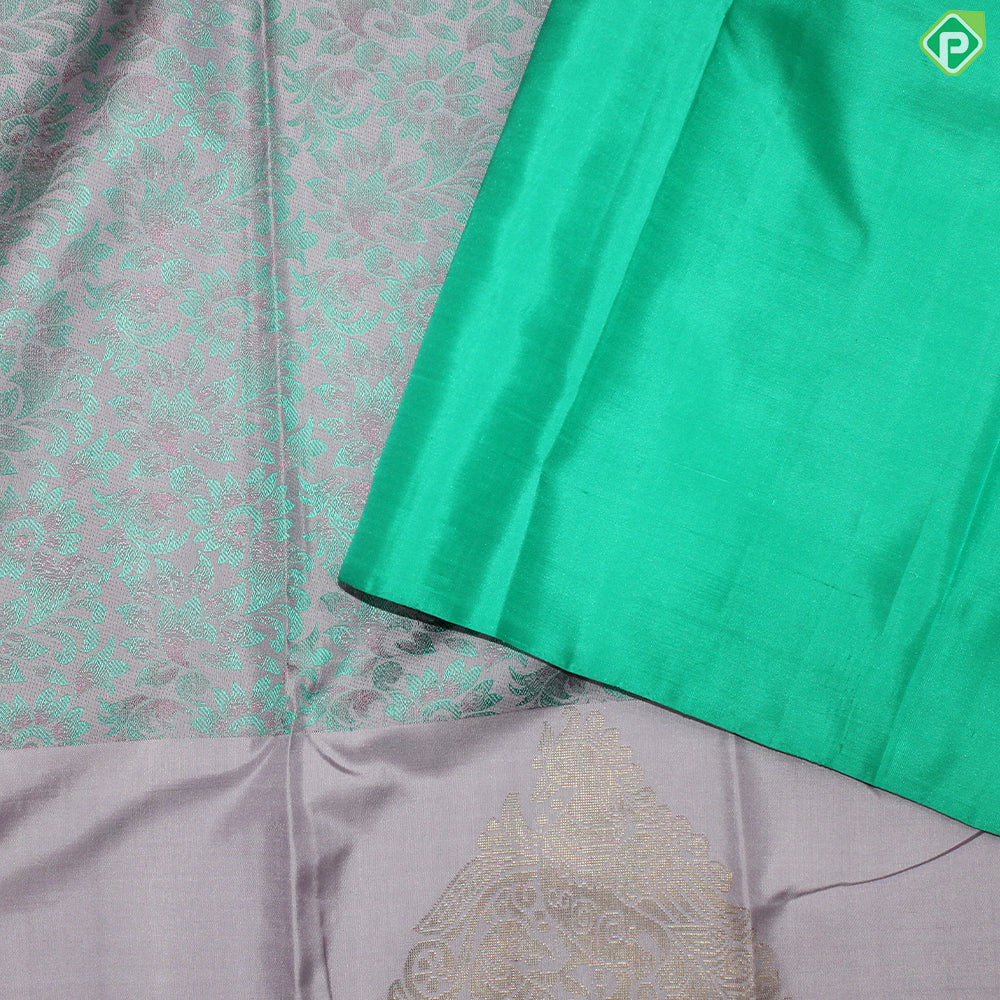 Baby Pink Flower Motif Gold Zari With Self Color Peacock Design Border Trendy Silk Saree