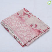 white base digital floral printed design embroidered cut work border fancy cotton saree