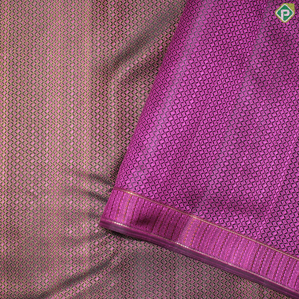 Onion Pink And Walnut Brown Silk Thread Gold Zari Square Checks Edge Border Trendy Designer Silk Saree