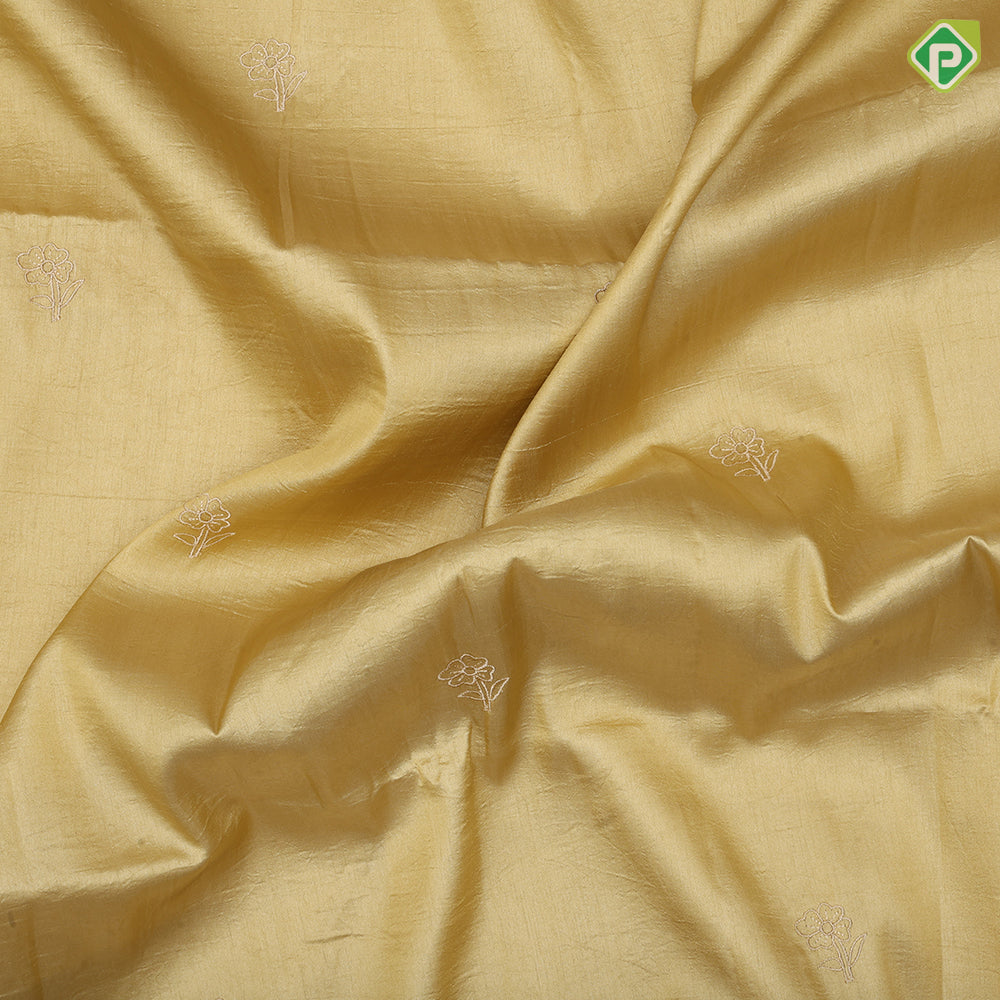 Tusser style plain body Embroidery border design fancy cotton saree