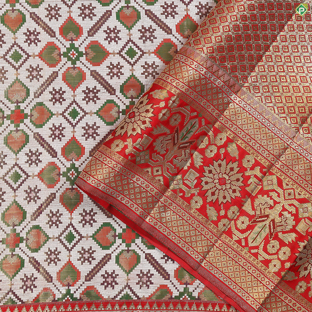 Silver Zari With Gold Zari Pythonic Border Grand Bridal Signature Tissue Silk Saree