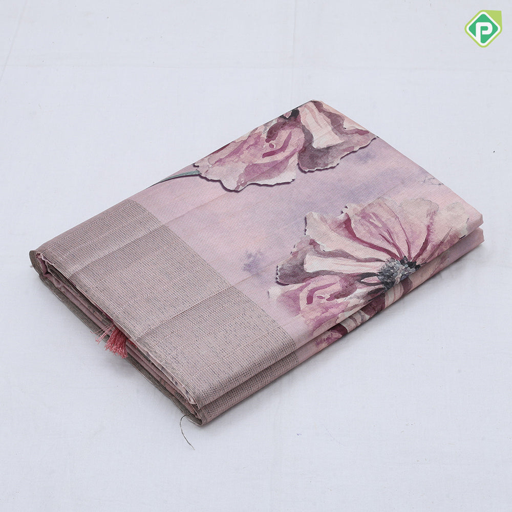 Pastel shades big flower design self color zari border fancy cotton saree