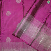 Magenta With Neem Zari Flower Butta Self With Silver Zari Border Traditional Silk Saree