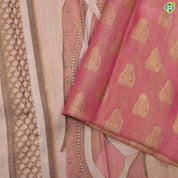 onion pink gold zari Mughal Princess painting weaved design cream mehanthi green border signature edition silk saree
