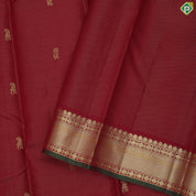 Beetroot gold zari vairaoosi fancy mango double parrot butta self gold zari green edge border traditional silk saree