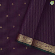 Wine Colour Gold Zari Vairaoosi Lines Small Flower Butta Design Self Colour Chagaram Border Design Traditional Silk Saree