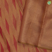 Chilly Red Gold Zari Diamond Design Border Less Pallu Ravivarma Design Tissue Silk Saree