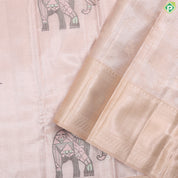 Powder Pink elephant meena work motifs kanjivaram tissue silk saree