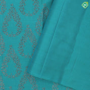 Teal Blue Neem Zari Floral Design Self Colour Border Design Grand Silk Saree