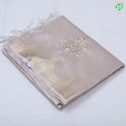 Pastel shade tissue Aari work flower design self gold zari cut border trending fancy tissue saree