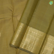 Manthulir green gold zari vairaoosi checks self gold zari multi design lines border traditional silk saree
