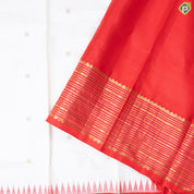 Half White Gold And Silver Zari Koorvai Border Traditional Silk Saree