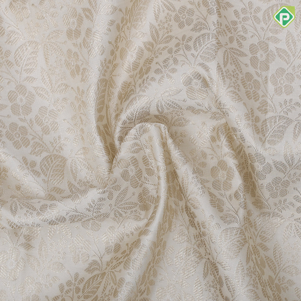 Pinkish orange silver gold zari grand floral design rexona green gold zari retta patti border pattu paavadai lehanka